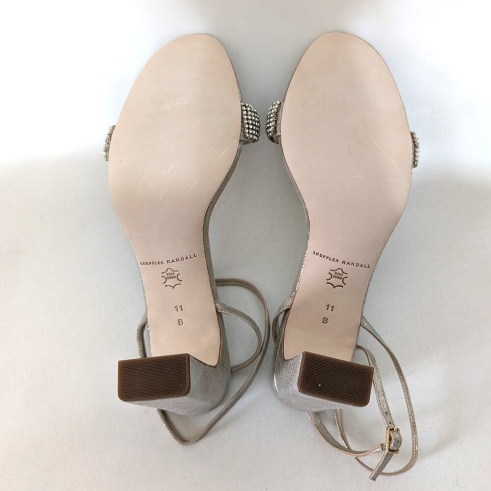 Loeffler Randall Shay Rhinestone Ankle Strap Sandals Heels Metallic Size 11 - Picture 8 of 13